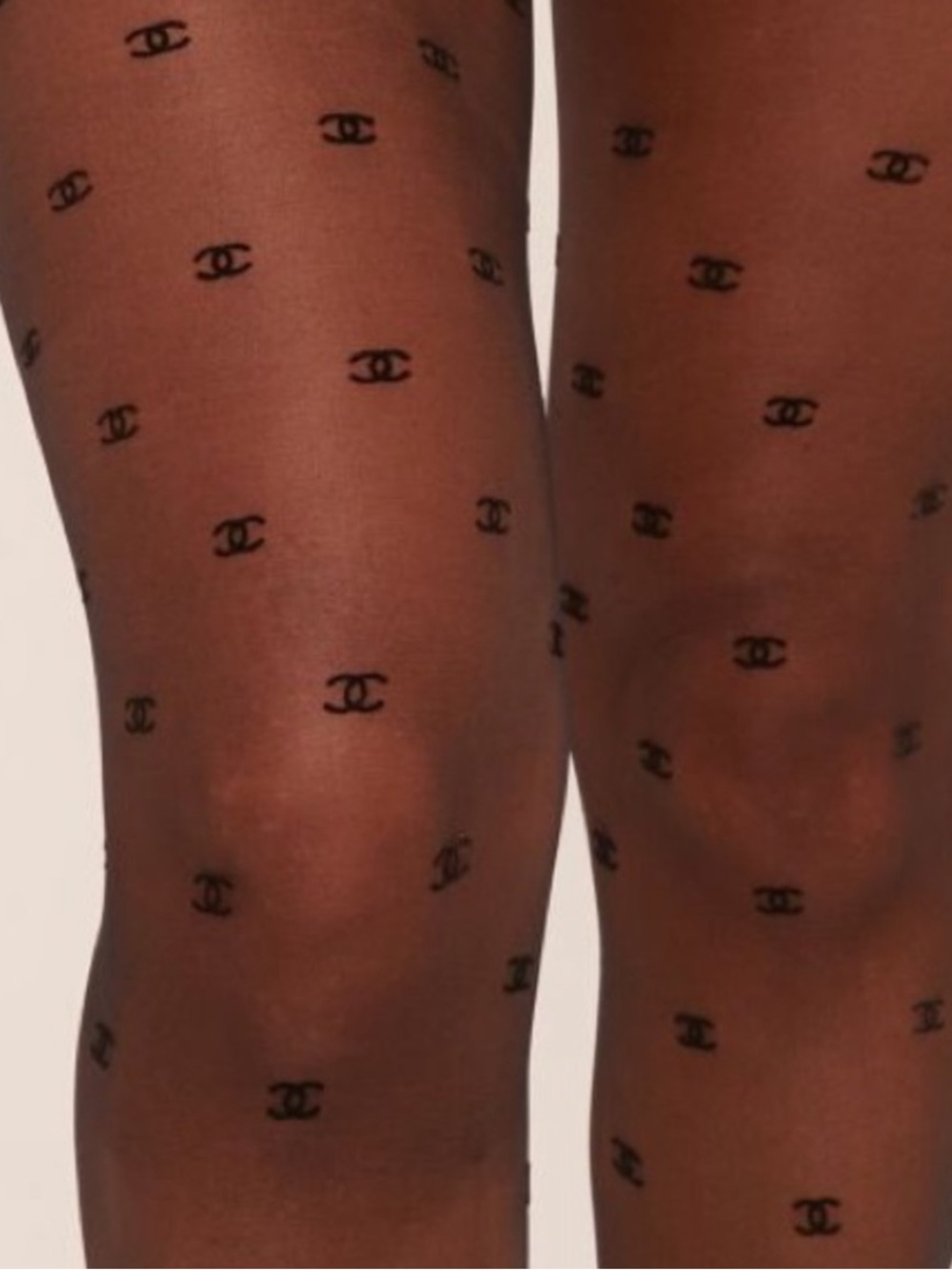 CHANEL Black Logo Sheer Hosiery